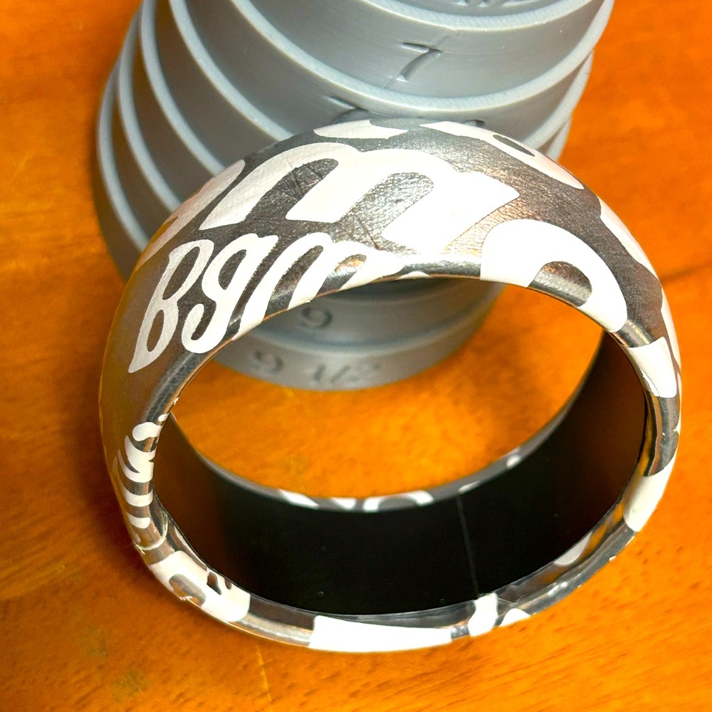 Silver and white artsy bangle